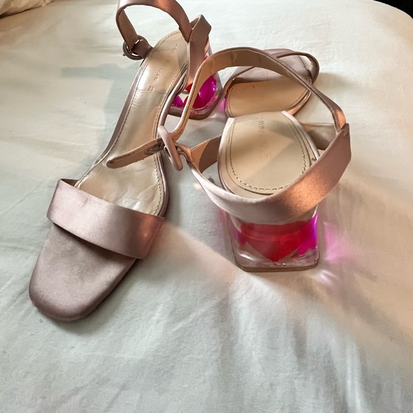 Zara Pink Lucite Block Heel Sandals - Picture 2 of 3